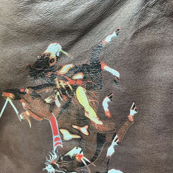 VINTAGE SCULLY BOMBER LEATHER JACKET - W ART ON BACK Size 48 - Picture 10 of 15